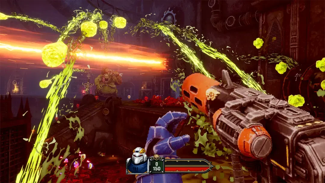 مبارزه با دشمنان در بازی Warhammer 40,000: Boltgun با سلاح بولتگان