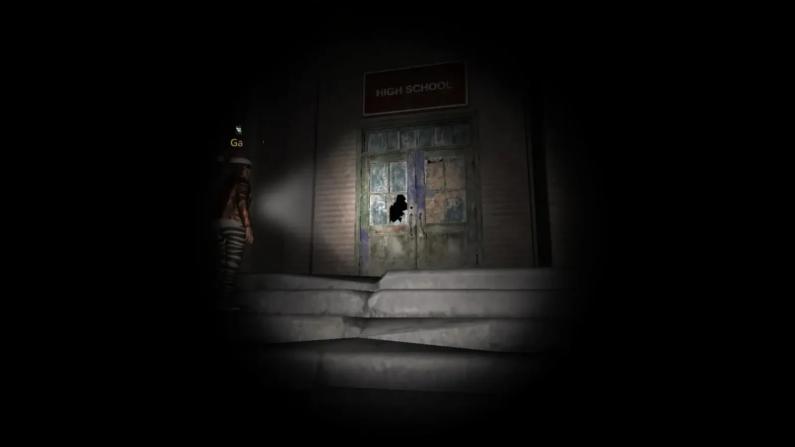 شخصیت بازی The Ghost (The Ghost) در مقابل در ورودی دبیرستان