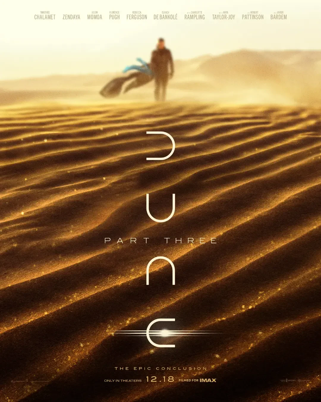 کویر شنی وسیع با کلمه Dune Part Three در مرکز تصویر