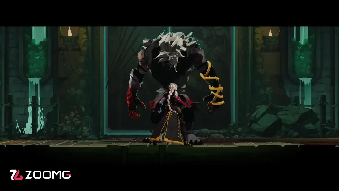 شخصیت اصلی در مقابل هیولای غولپیکر در بازی Castlevania: Belmont's Curse