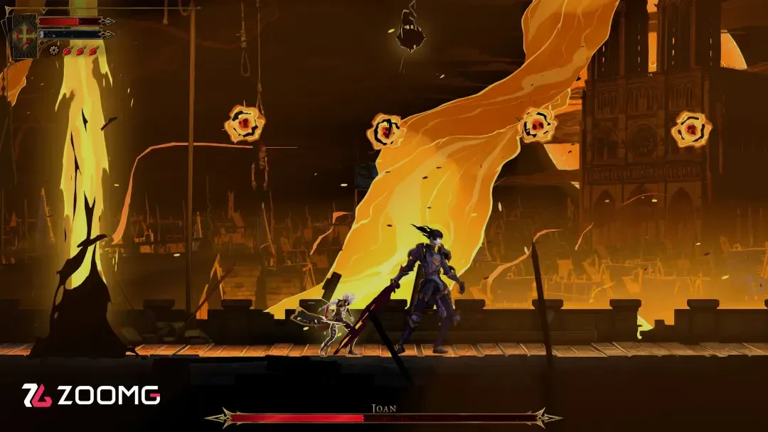 شخصیتهای بازی Castlevania در محیطی آتشین و تاریک در حال نبرد هستند