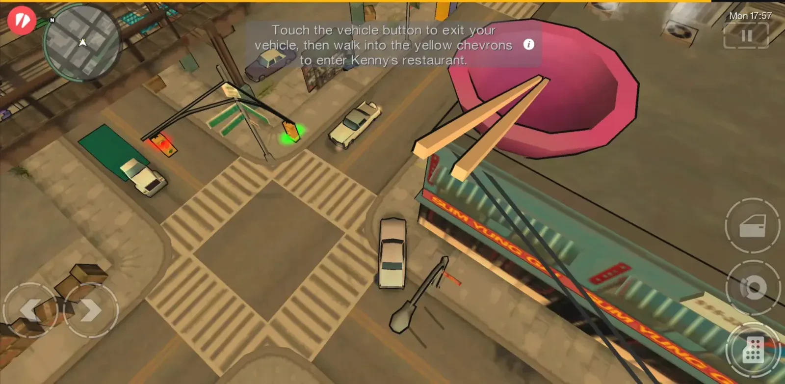 نمای از بالا از خیابان‌های شهر در بازی GTA: Chinatown Wars (Grand Theft Auto)
