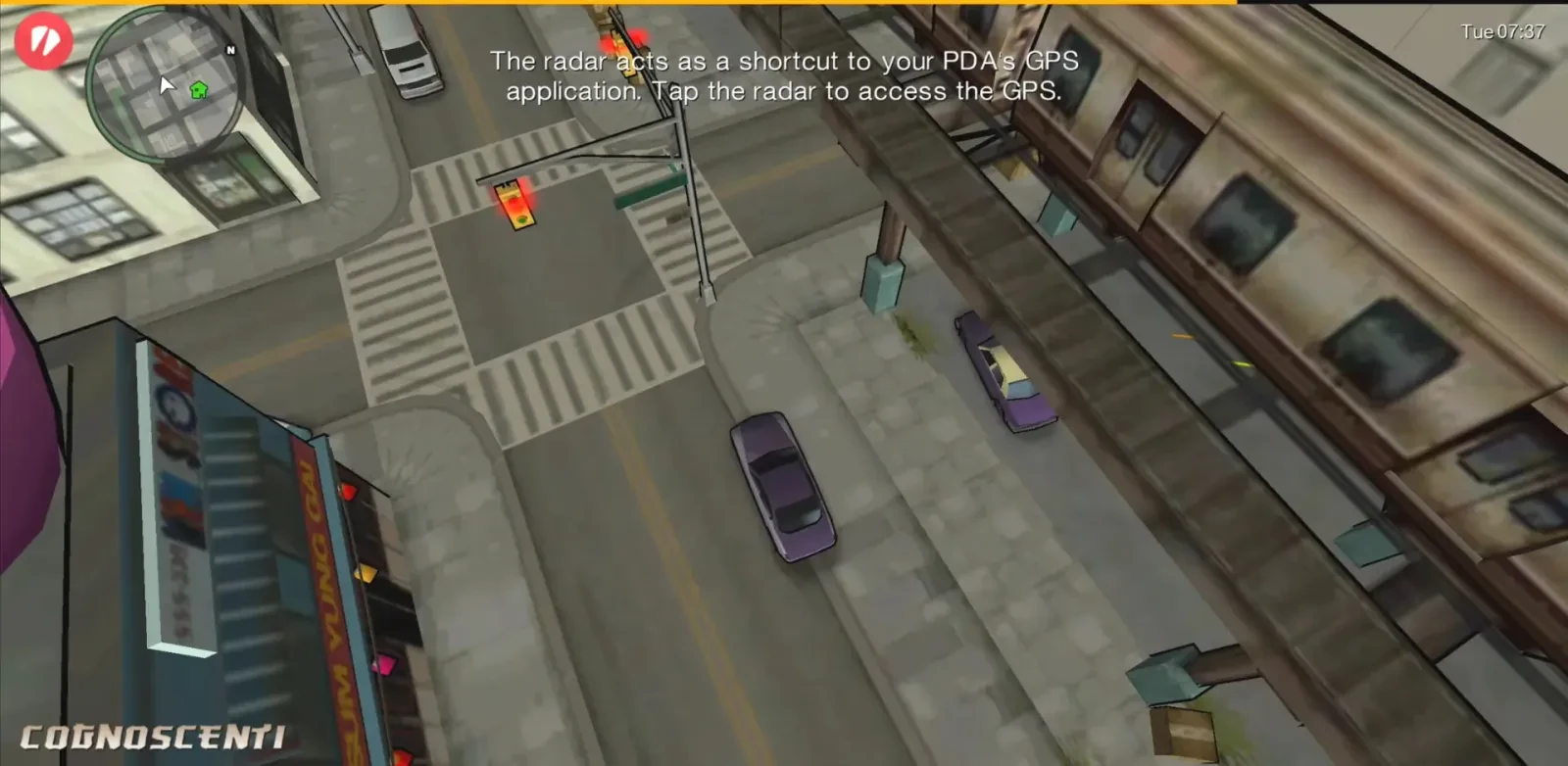 نمای از بالا از خیابان‌های شهر در GTA: Chinatown Wars (Grand Theft Auto)