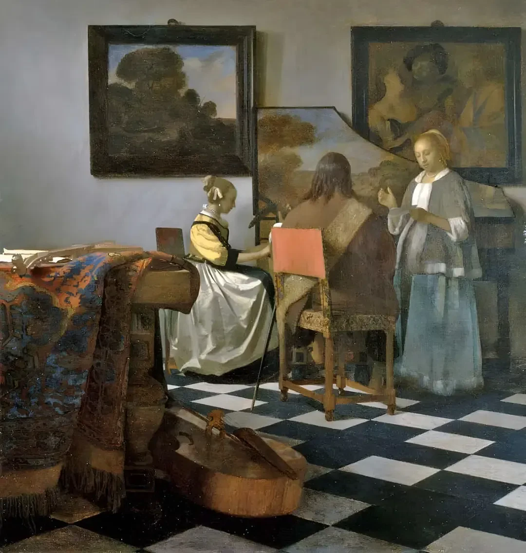 نقاشی کنسرت (The Concert) اثر یوهانس ورمیر (Johannes Vermeer) که سه نفر را در حال موسیقی نوازی نشان میدهد