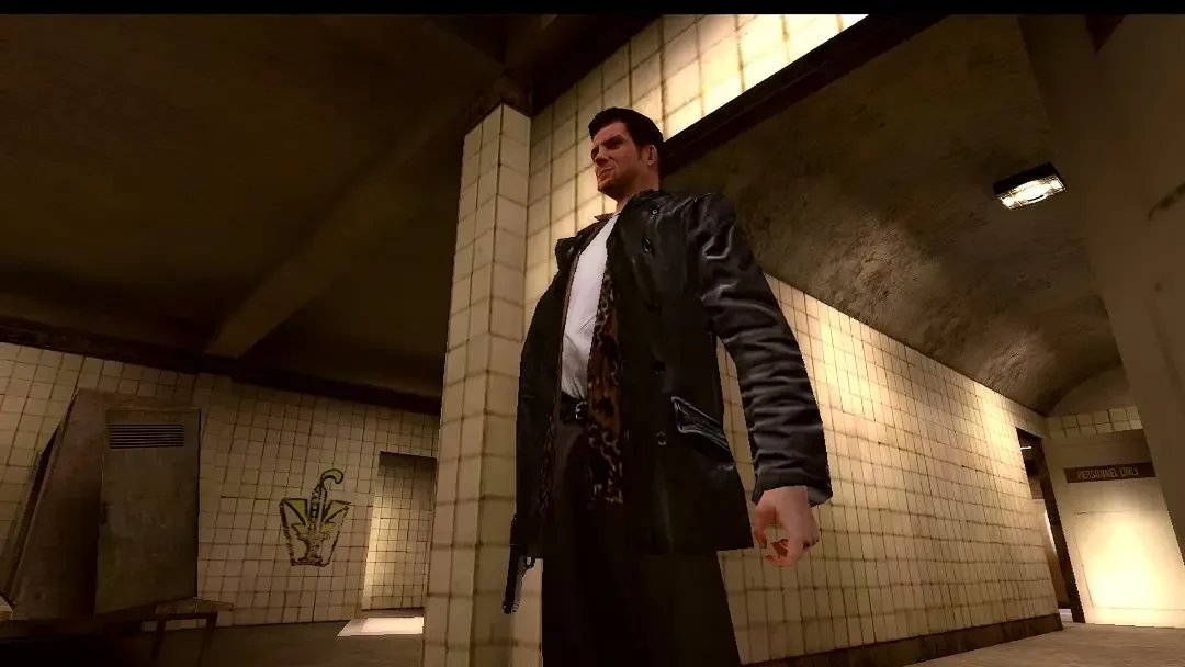 مکس پین (Max Payne) در محیطی تاریک و صنعتی در بازی موبایل