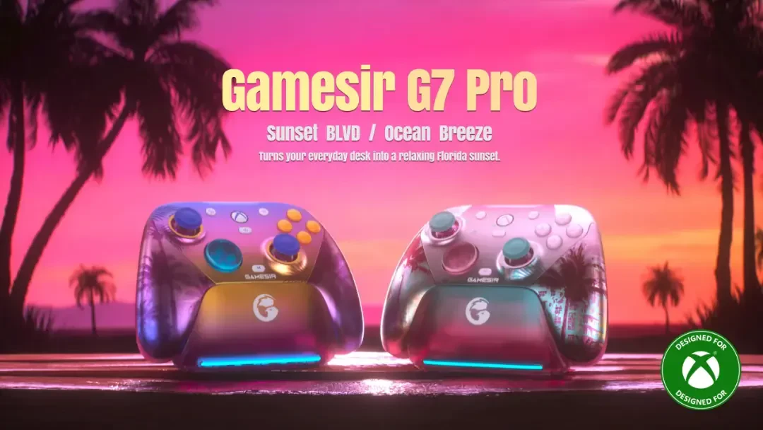 دو عدد دسته بازی Gamesir G7 Pro با طرح‌های Sunset BLVD و Ocean Breeze