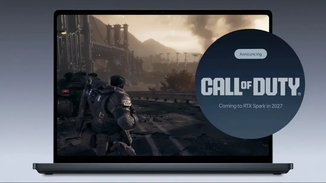 بازی کال آف دیوتی (Call of Duty) روی نمایشگر یک لپتاپ با تکنولوژی RTX Spark