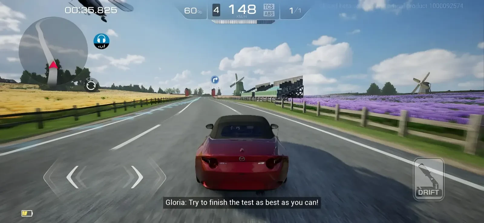 ماشین قرمز رنگ در حال حرکت در مسیر جاده‌ای در بازی Racing Master