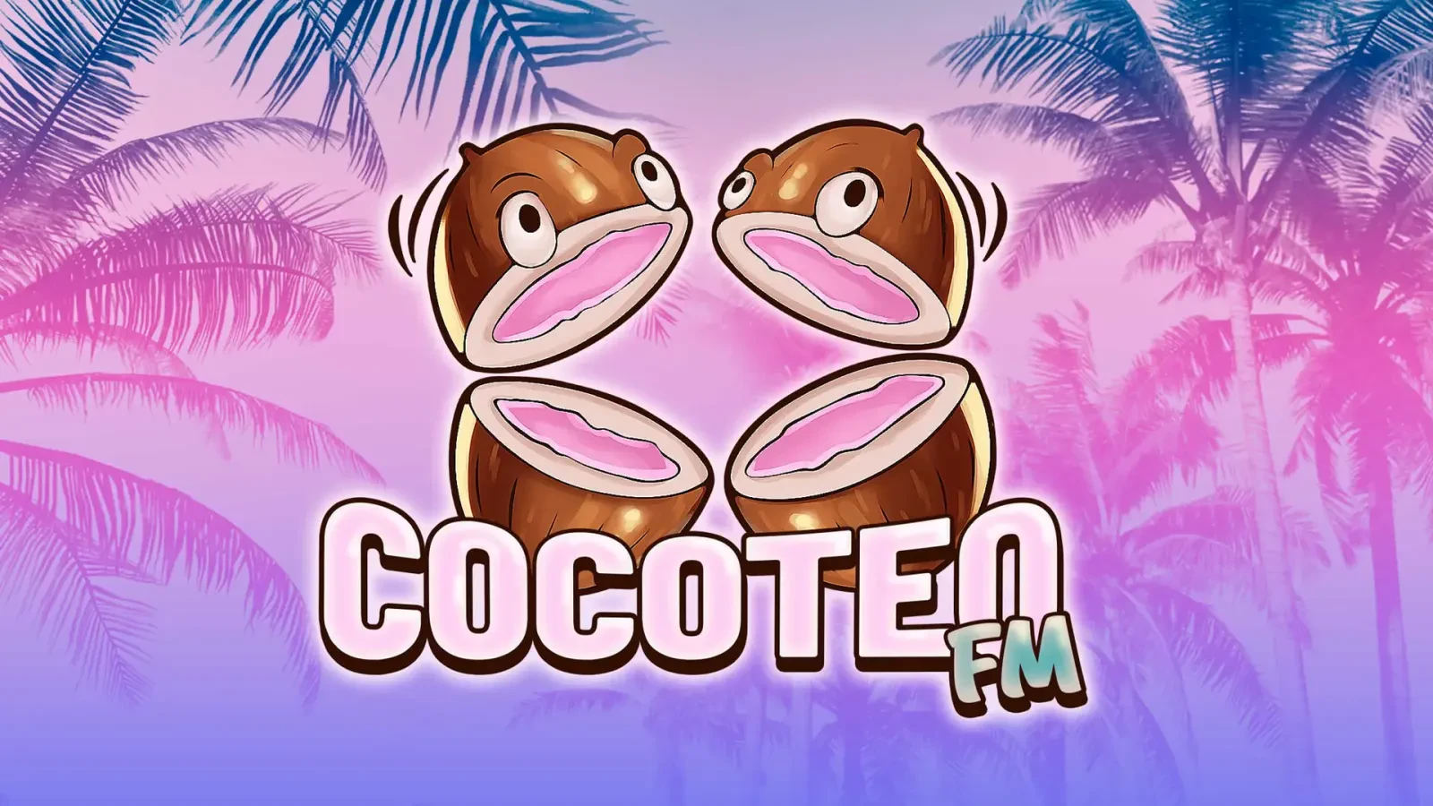 لوگوی کارتونی ایستگاه رادیویی کوکوتنو (Cocoten FM) با طرح دو نارگیل