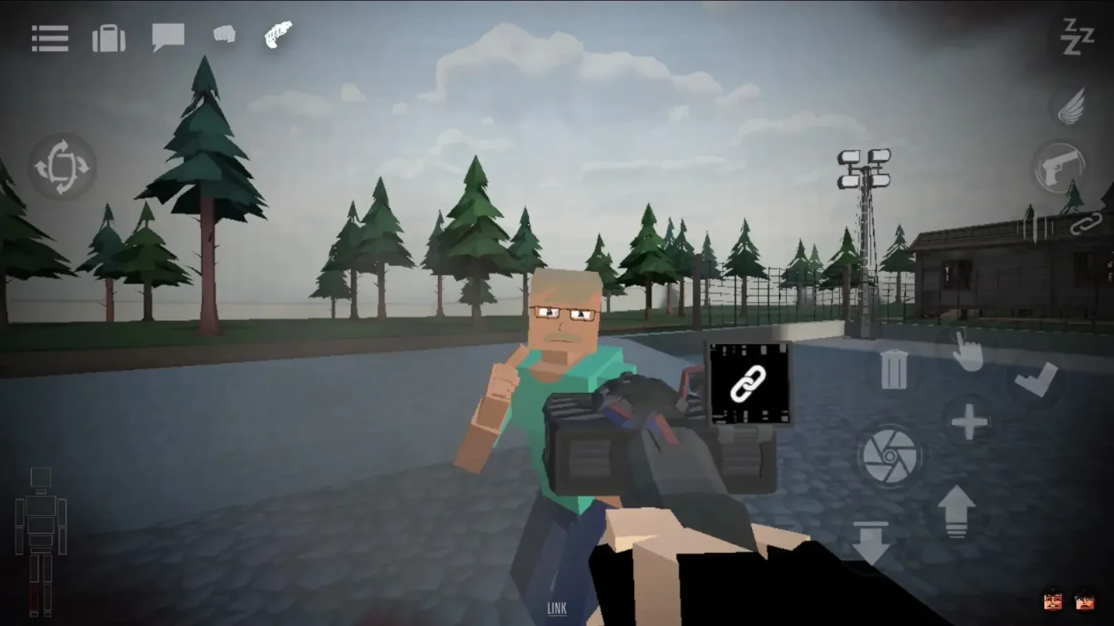 شخصیت کارتونی در بازی GoreBox در حال هدفگیری با اسلحه