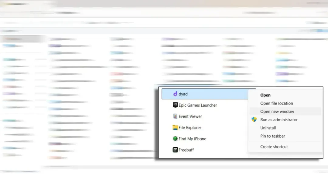 منوی راستکلیک برنامههای نصبشده در محیط فایلاکسپلورر (File Explorer) ویندوز
