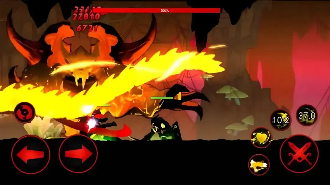 مبارزه شخصیت استیکمن با غول بزرگ در بازی League of Stickman