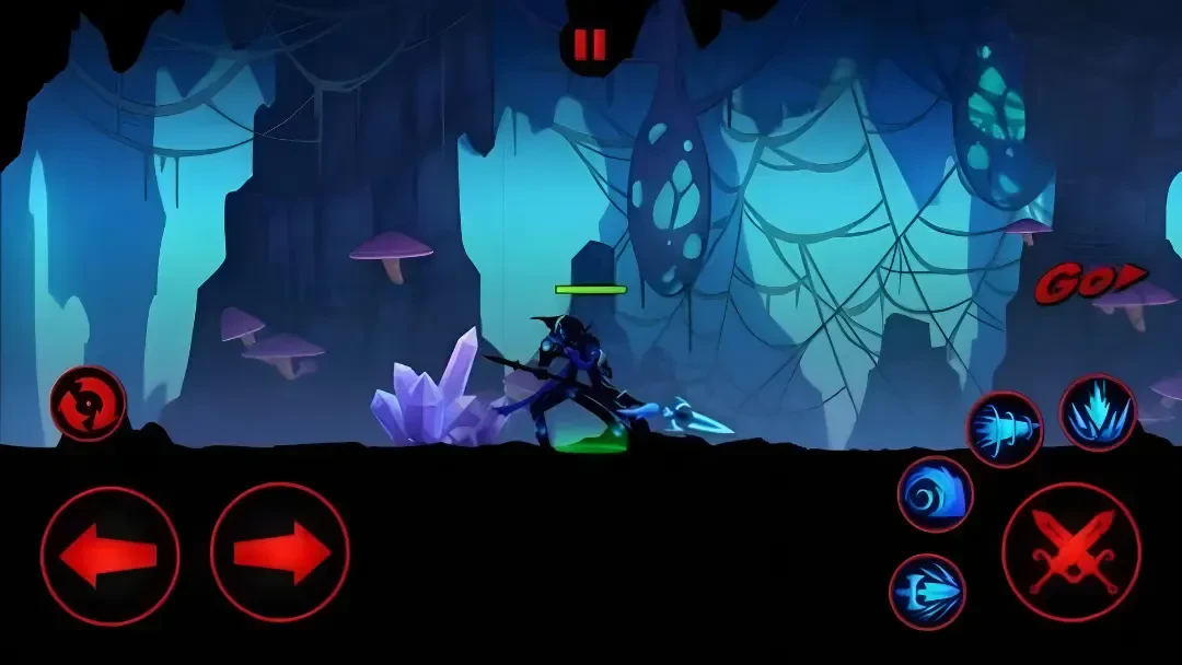 شخصیت اصلی در محیط غار بازی League of Stickman (League of Stickman) در حال مبارزه است