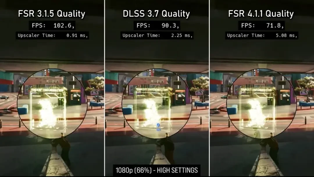 مقایسه کیفیت و نرخ فریم تکنولوژیهای DLSS 3.7 و FSR 3.1.5 و FSR 4.1.1 در بازی