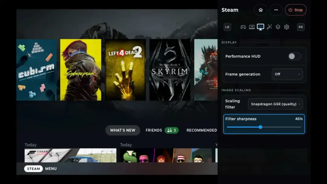 کاور بازیهای Cyberpunk و Skyrim در رابط کاربری استیم (Steam) برای موبایل